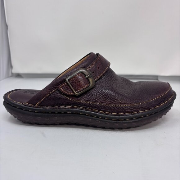 Born Brown Leather slip-on clog mule wedge shoes Woman's size 7 - Picture 7 of 16